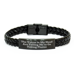 Funny Taking Photos Quote Interlaced Leather Bracelet Gifts from Friends for Graduation - Image 1