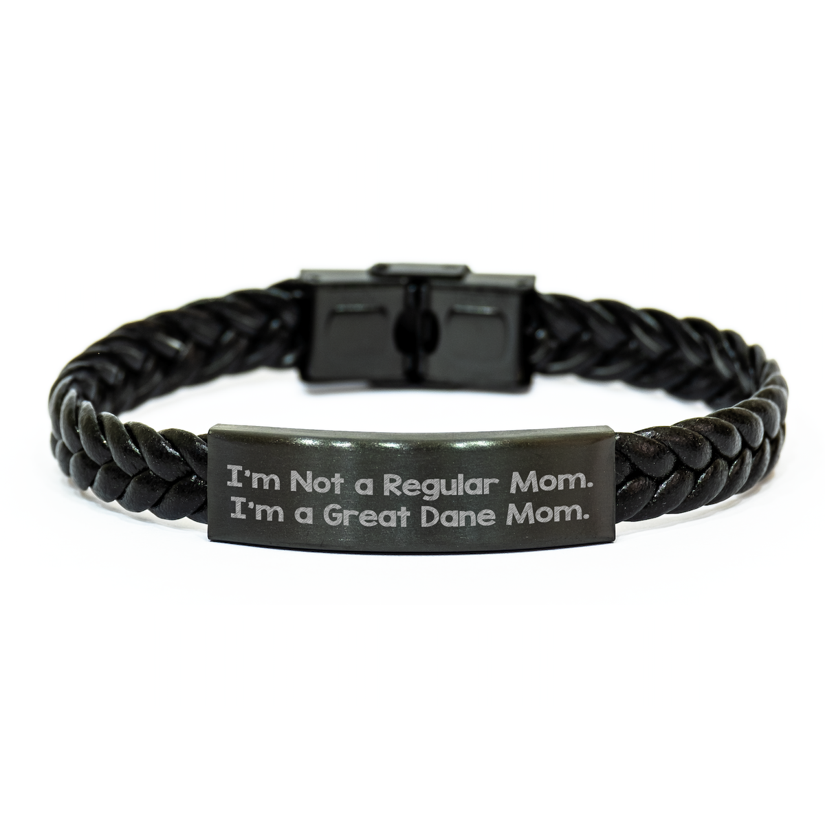 Funny Great Dane Mom Interlaced Leather Bracelets for Dad's Special Day Gifts from Friends, Family, or Coworkers - Image 1