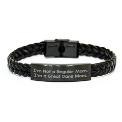 Funny Great Dane Mom Interlaced Leather Bracelets for Dad's Special Day Gifts from Friends, Family, or Coworkers - Image 1