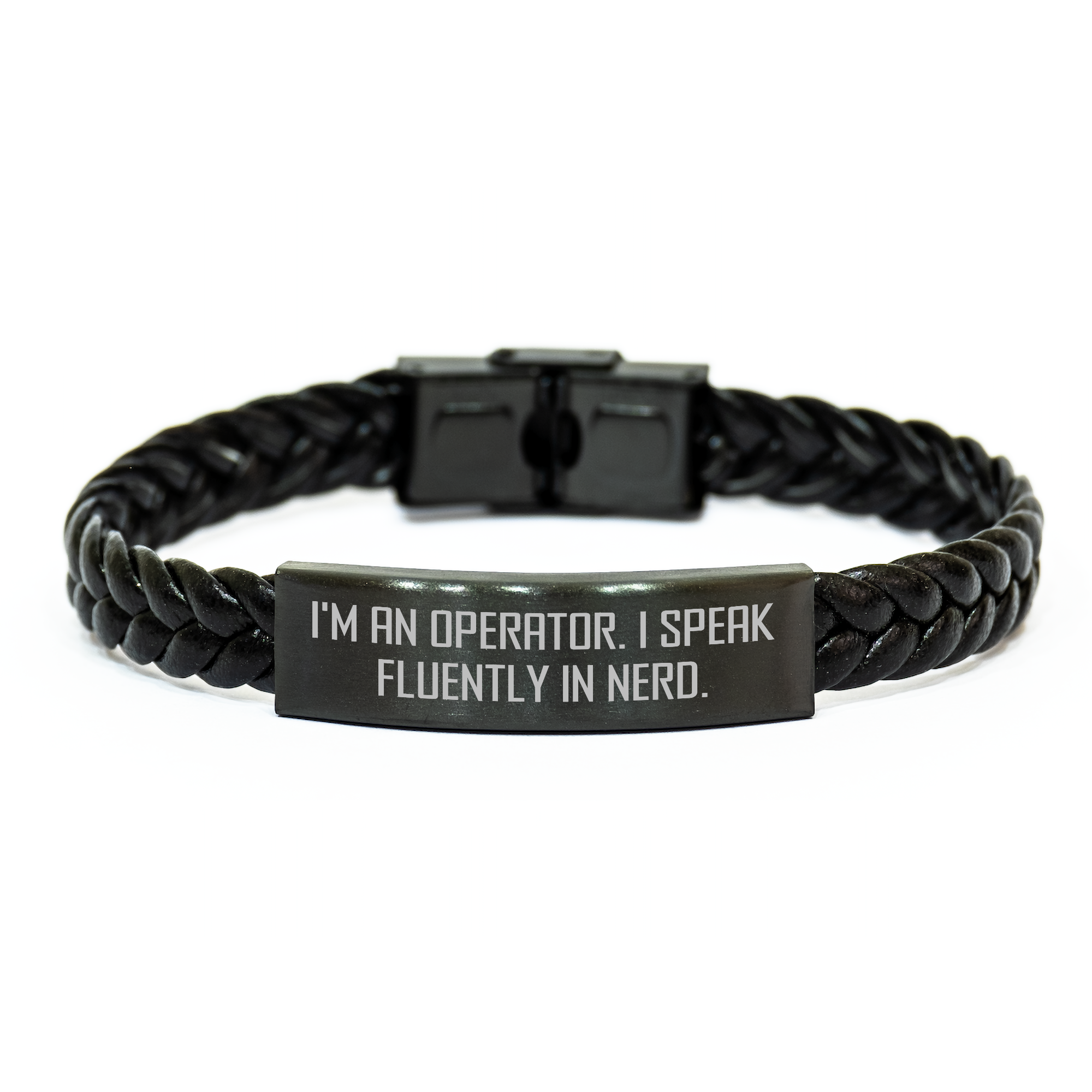Operator Gifts - I'm An Operator. I Speak Fluently In genius. Interlaced Leather Bracelet for Men, Father's Day Unique Gifts from Operator - Image 1