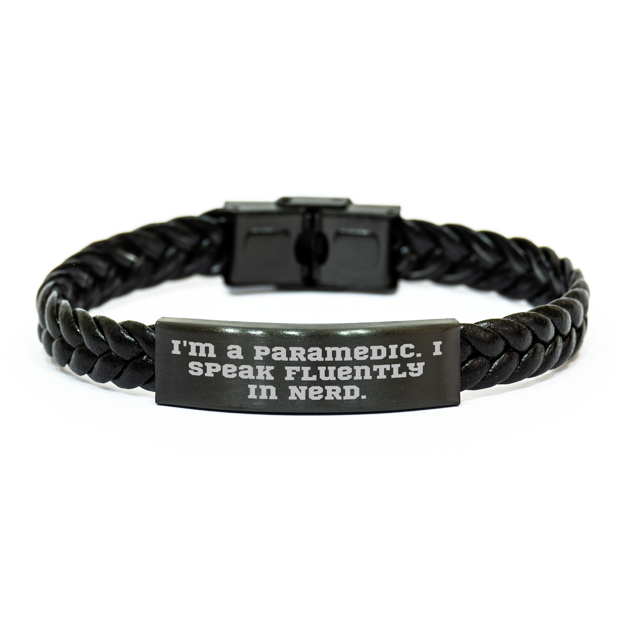 Rescue Worker Gifts, Funny Quote, Interlaced Leather Bracelet, Father's Day Unique Gifts from Men to Rescue Workers - Image 1