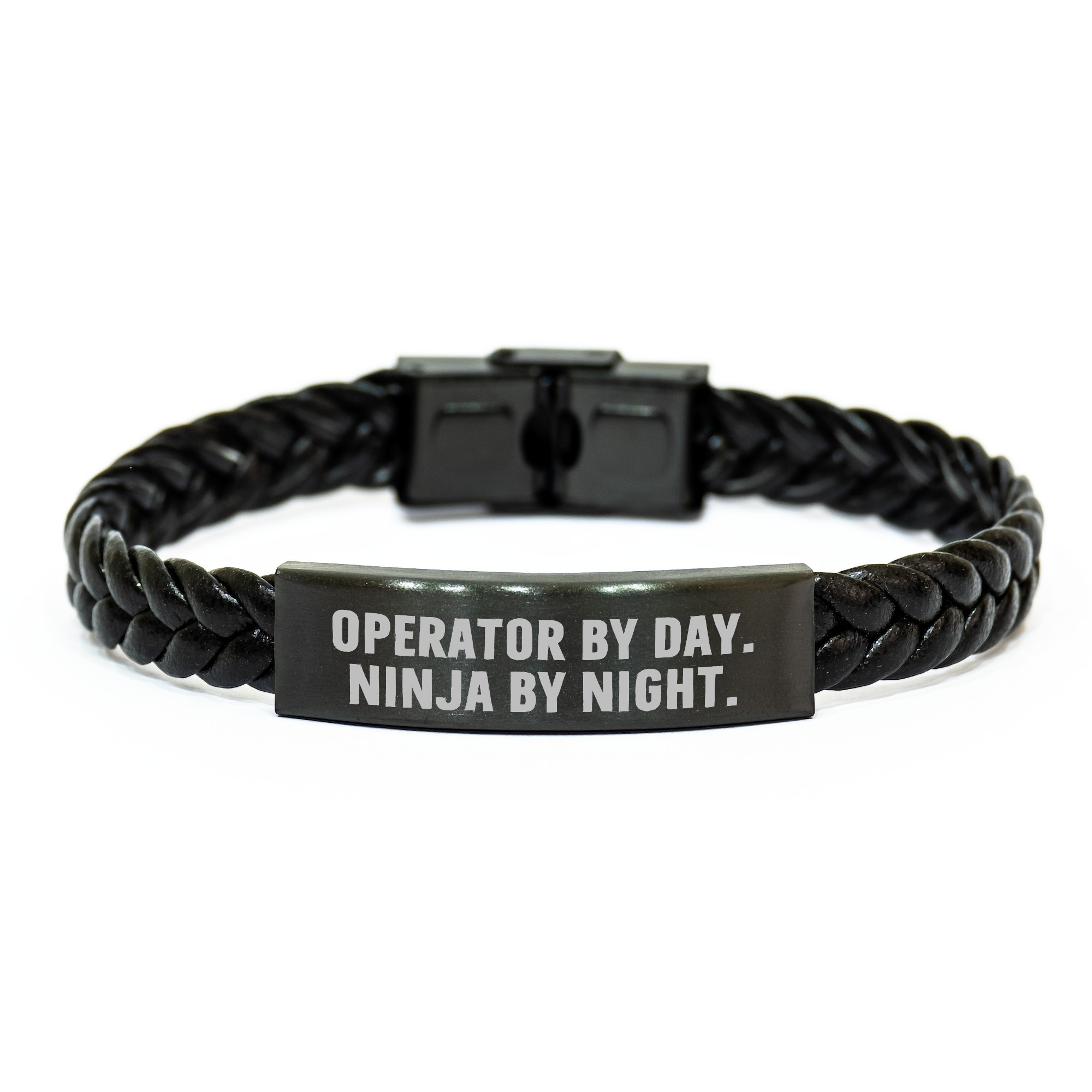 Operator Gifts from Men, Operator Interlaced Leather Bracelet for Operator, 'Operator By Day. Ninja By Night.' Funny Quote, Father's Day Unique Gifts - Image 1