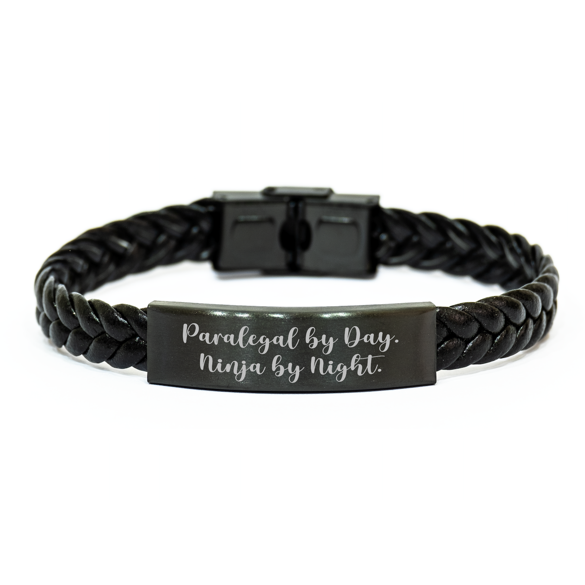 Paralegal By Day, Ninja By Night. - Unique Interlaced Leather Bracelet Gifts for Paralegal Men on Father's Day - Gifts from Family - Paralegal Jewelry - Image 1