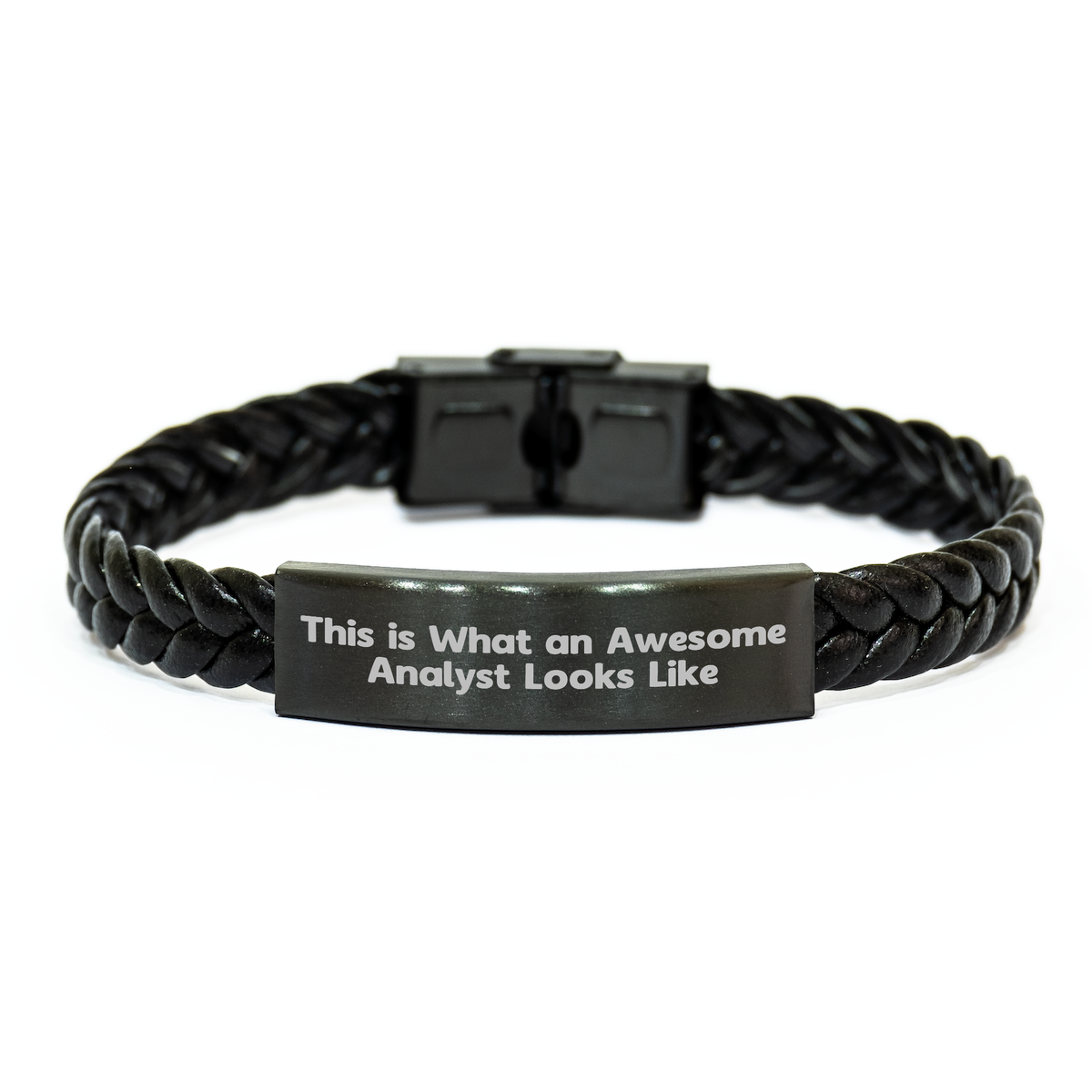 Inspirational Analyst Gifts from Men, This Is What Awesome Analyst Looks Like, Interlaced Leather Bracelet for Father's Day - Image 1