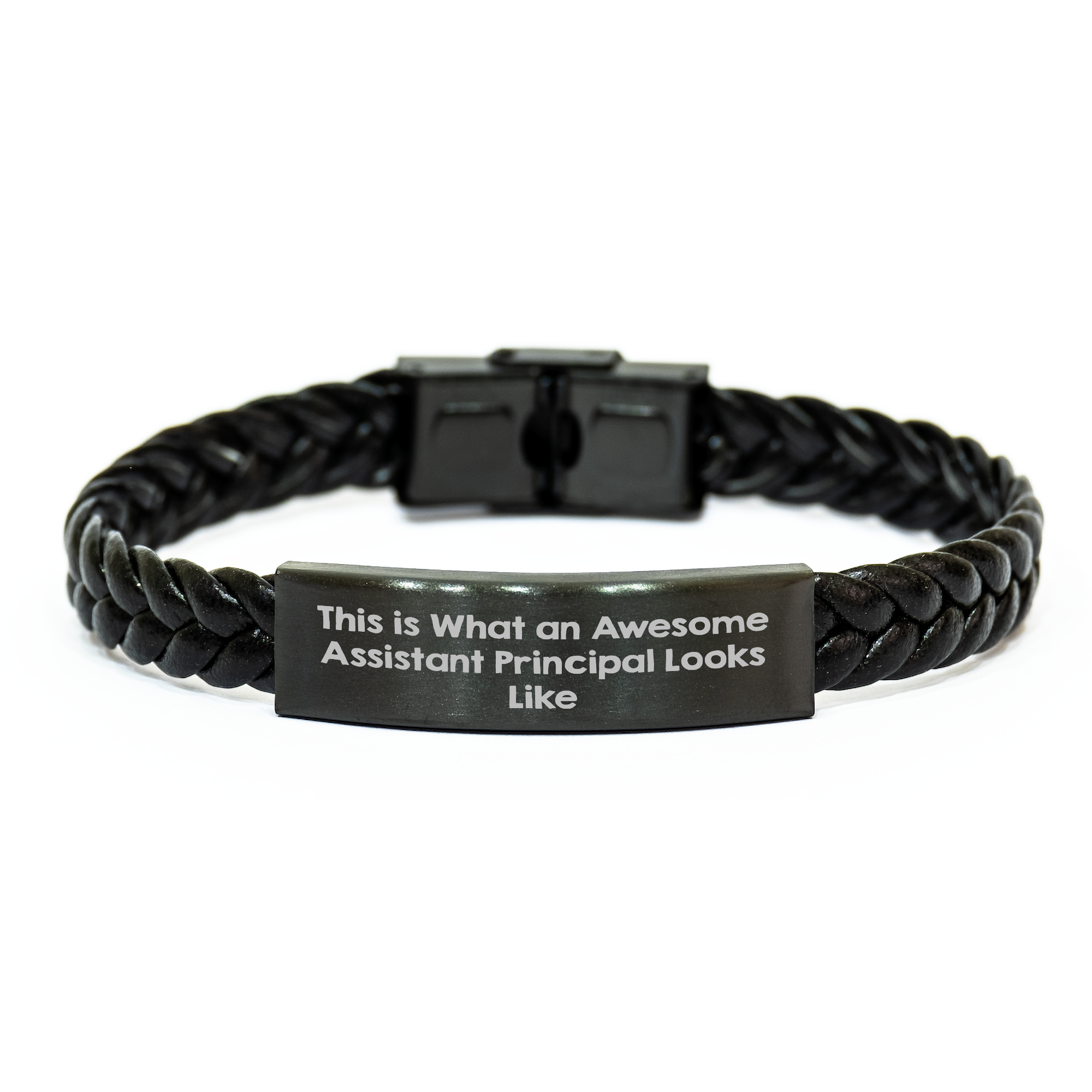 Awesome Assistant Principal Gifts for Men, Interlaced Leather Bracelet with Quote 'This Is What An Awesome Assistant Principal Looks Like', Unique Father's Day Unique Gifts from Family - Image 1