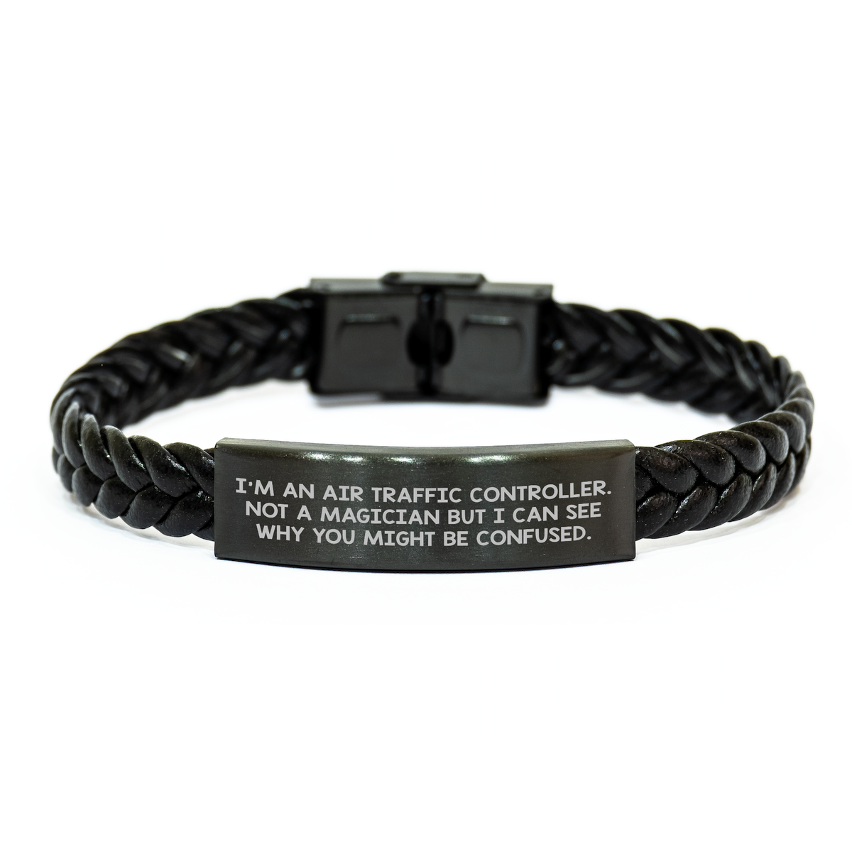 Air Traffic Controller Gifts for Him from Friends Funny Interlaced Leather Bracelet for Graduation Unique Gifts - Image 1