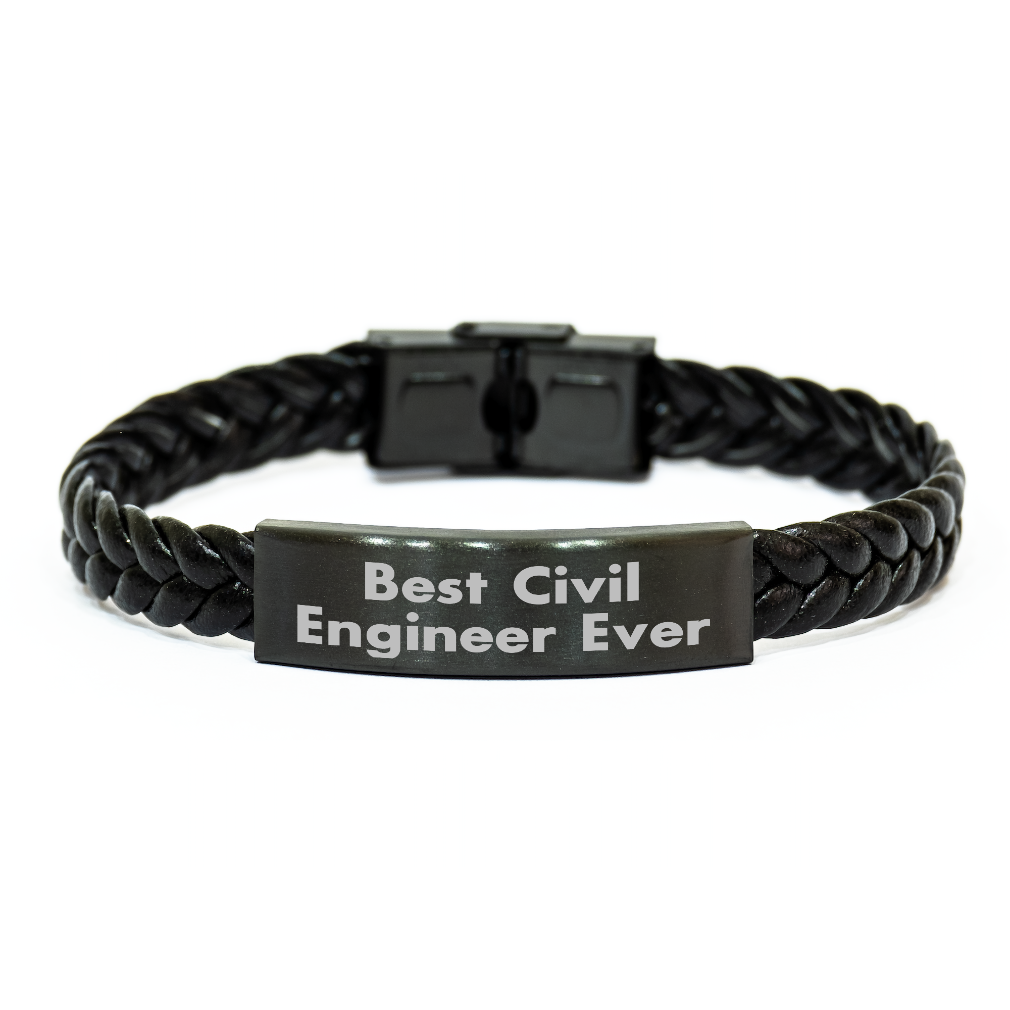 Civil Engineer Gifts from Friends - Best Ever Interlaced Leather Bracelet for Graduation, Inspirational Quote, Stainless Steel and PU Leather Combination - Image 1