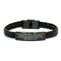 Funny Pappy Gifts Interlaced Leather Bracelet Quote for Men, Unique Graduation Gift from Dad, Funny Saying for Pappy's Birthday - Image 1