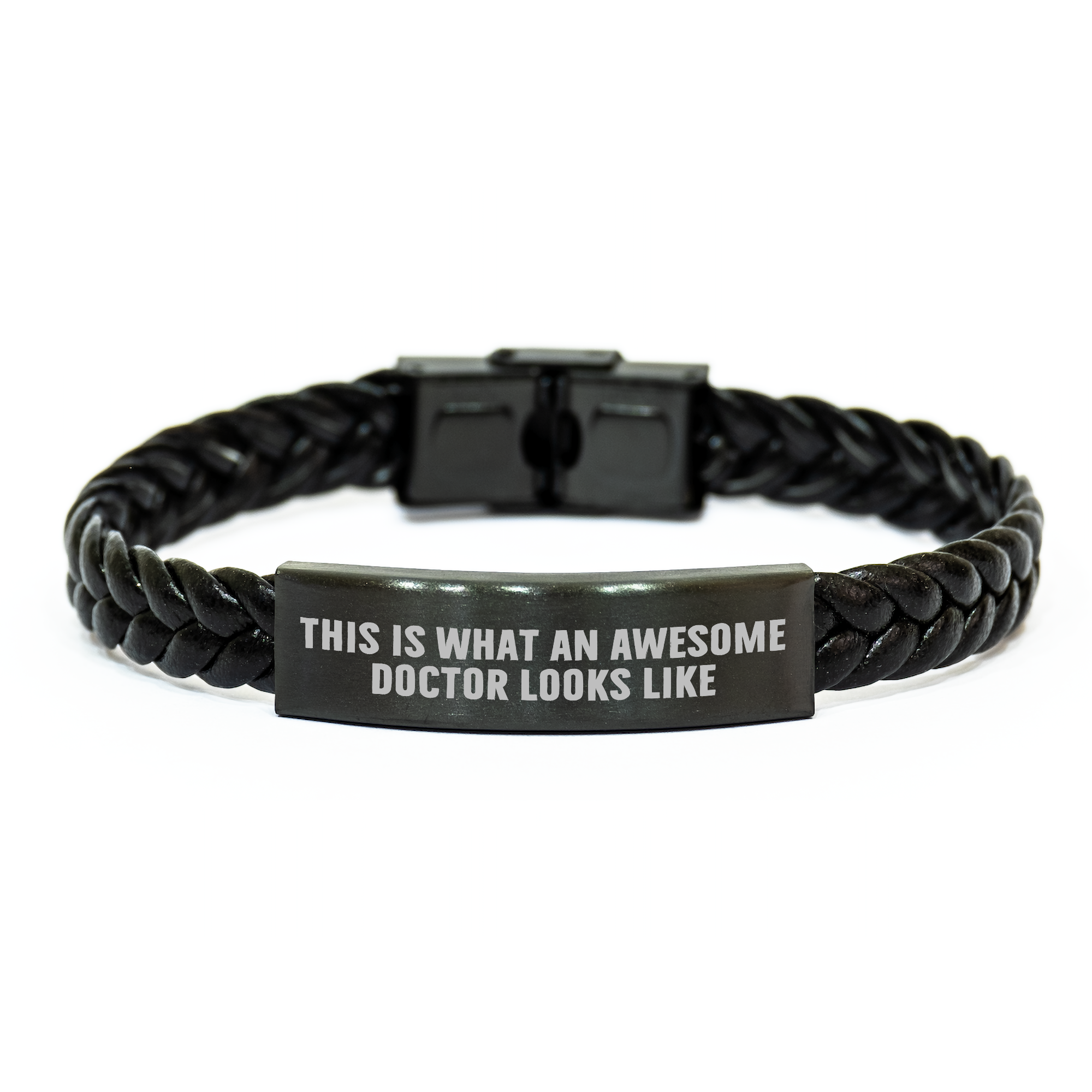 Funny Quotes for Doctors, Interlaced Leather Bracelet Gifts from Friends for Father's Day - 'This Is What An Awesome Doctor Looks Like' - Image 1