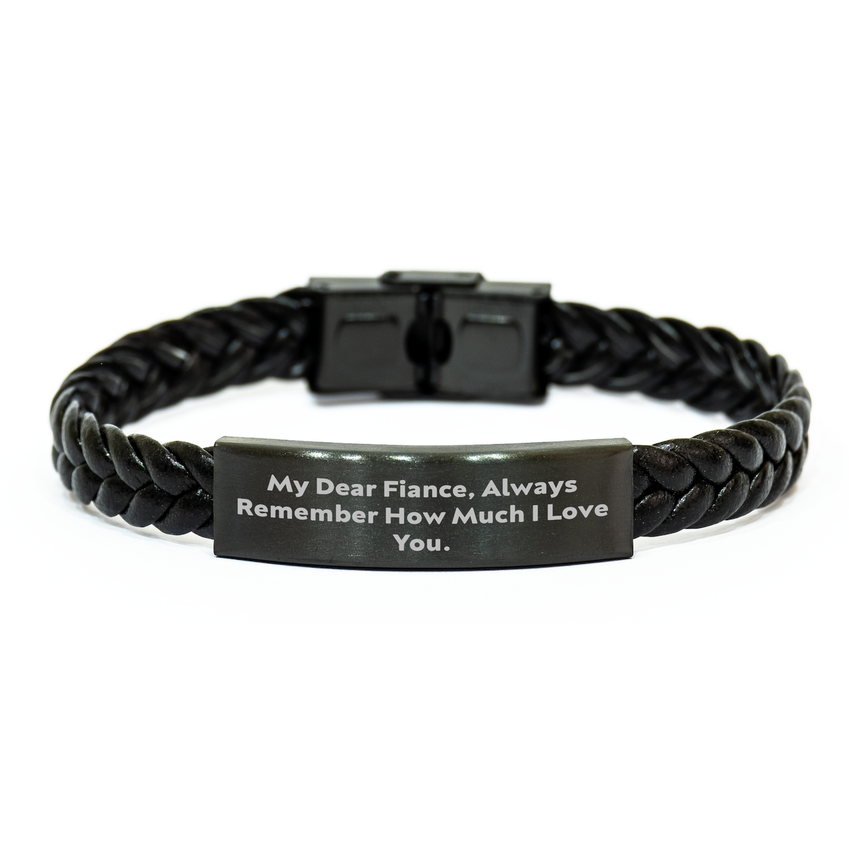 Fiance Gifts from Men, Interlaced Leather Bracelet for Fiance with Inspirational Quote, Graduation Unique Gifts to Remember How Much I Love You. - Image 1