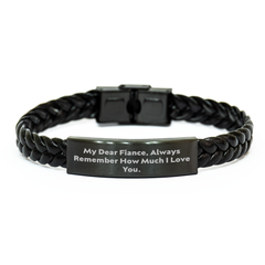 Fiance Gifts from Men, Interlaced Leather Bracelet for Fiance with Inspirational Quote, Graduation Unique Gifts to Remember How Much I Love You. - Image 1