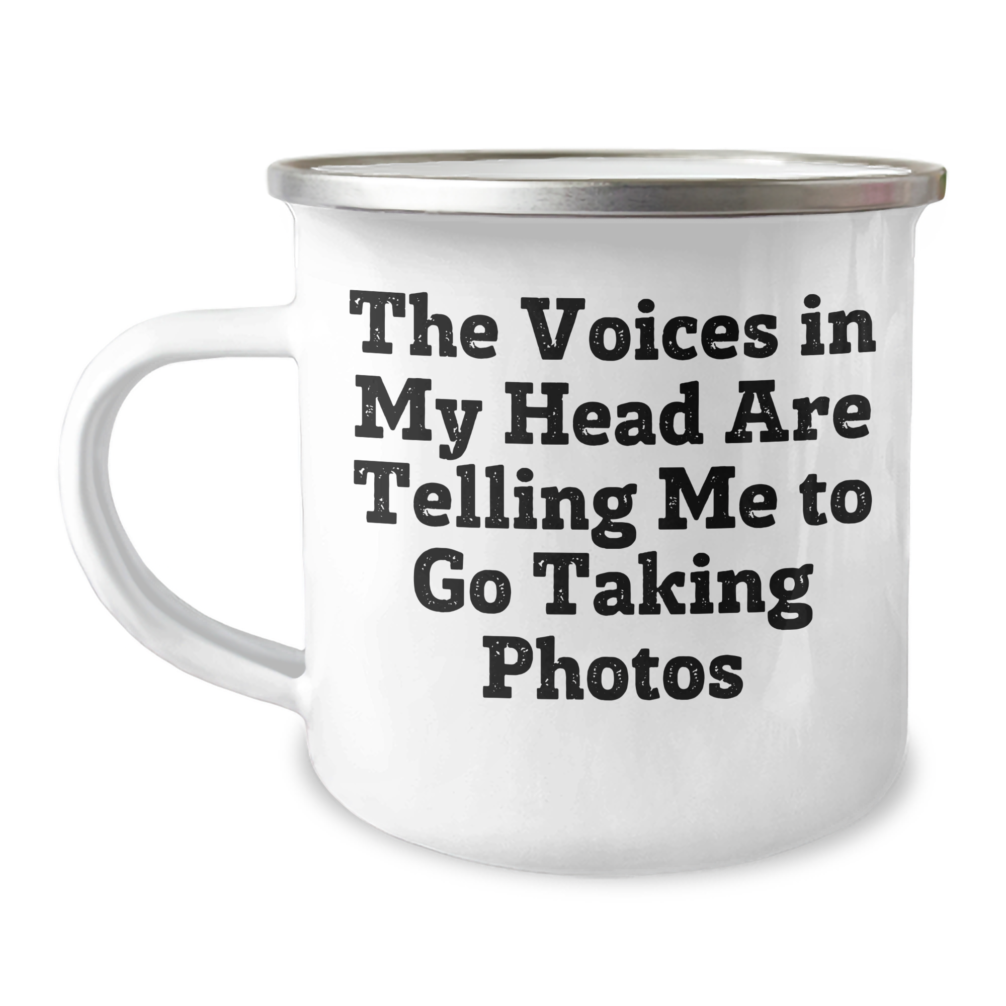 Funny Taking Photos Gifts for Men from Friends, Encouraging Adventure Graduation Unique Mugs, Camping Mug with Quote 'The Voices In My Head Are Telling Me To Go Taking Photos' - Image 1