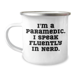 Rescue Worker Humor Gifts from Friends - 'I'm A Rescue Worker. I Speak Fluently In genius.' Funny Camping Mug for Rescue Worker Dad on Father's Day - Image 1