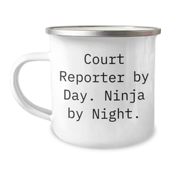 Court Reporter Gifts, Camping Mug, Funny Quote, Father's Day Unique Gifts from Men to Court Reporters - Image 1