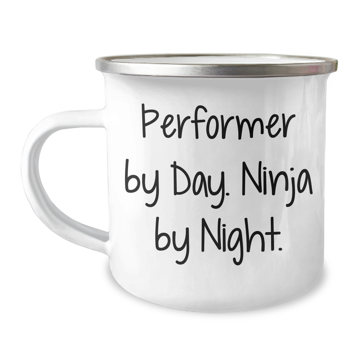 Performer Gifts from Friends, Unique Camping Mug for Men, Graduation Humor Quote - 'Performer By Day. Ninja By Night.' - Image 1