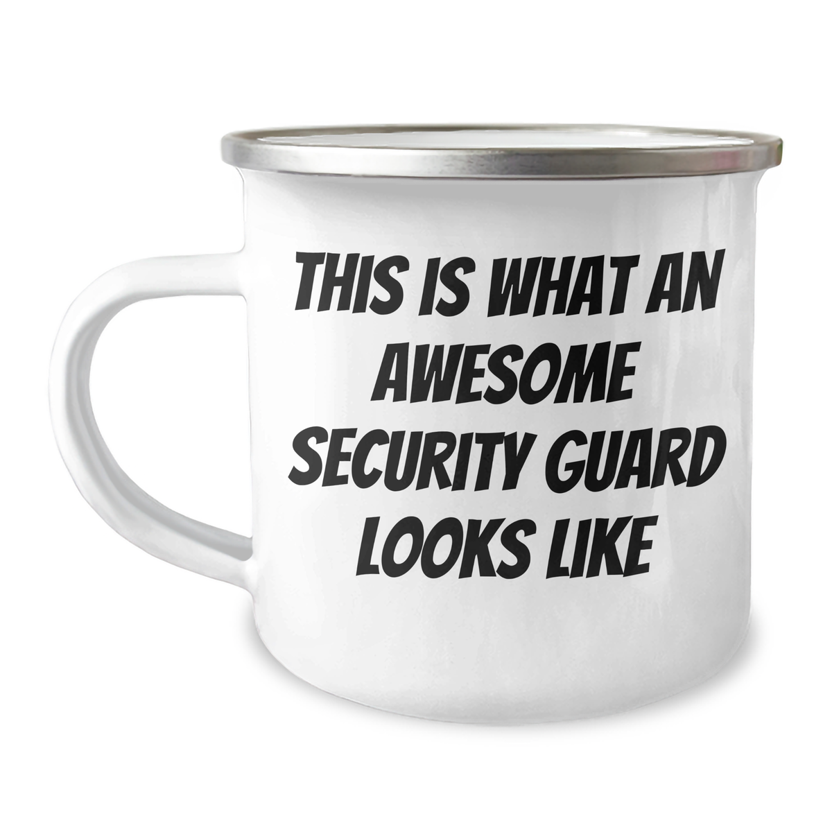 Security Guard Gifts for Men from Family - Funny Quote Camping Mug, 12 oz Stainless Steel with Enamel Finish, Perfect Graduation Unique Gifts - Image 1
