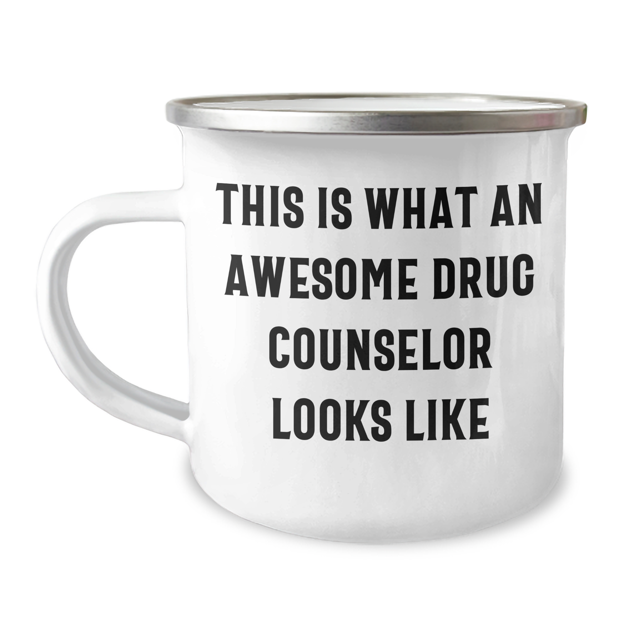 Gifts from Friends for Awesome Drug Counselor, This Is What an Amazing Drug Counselor Looks Like, Enamel Camping Mug, Father's Day Unique Gifts for Men - Image 1