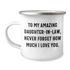Daughter-in-law Gifts, To My Amazing Daughter-in-law, Funny Camping Mug for Graduation, Gifts from Dad, Daughter-in-law's Special Occasion - Image 1
