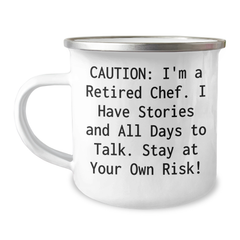 Chef's Guide to Camping Adventures, Funny Quote Inside, Graduation Unique Gifts from Friends to Chef, 12 oz Camping Mug for Men and Women - Image 1
