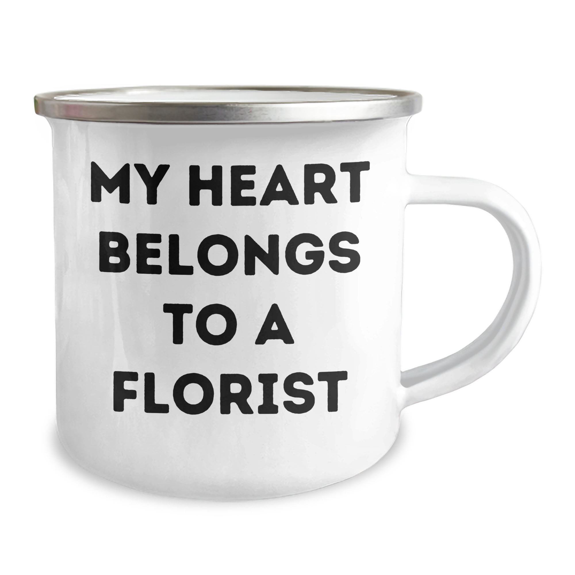 Florist Gifts from Friends, Cute Camping Mugs for Women, Graduation Unique Gifts, My Heart Belongs To A Florist Quote, Stainless Steel with Enamel Finish - Image 2