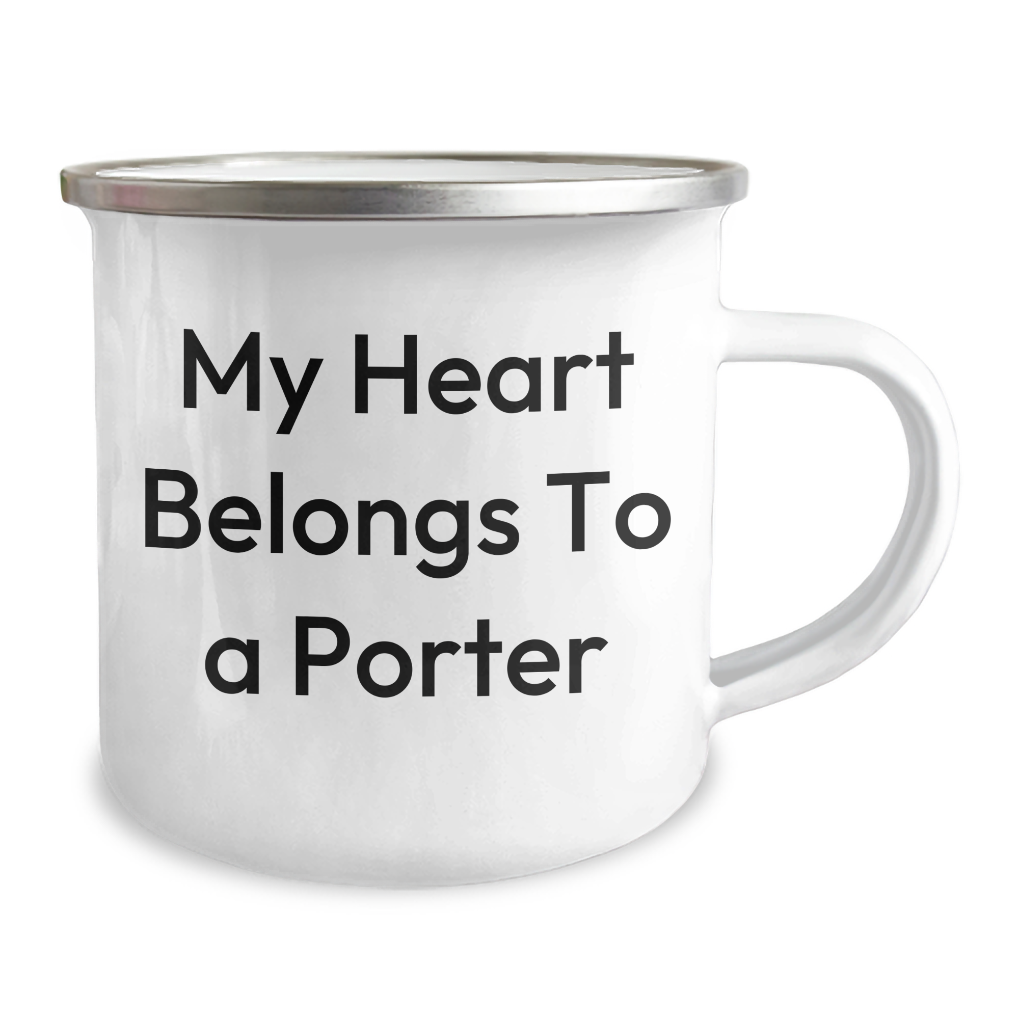 Funny Porter Gifts, My Heart Belongs To A Porter Stainless Steel Camping Mug for Graduation, Gifts from Friends to Porter, 12 oz Capacity - Image 2