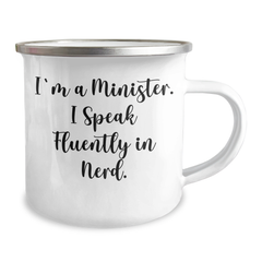 Minister Gifts, Funny Camping Mug for Him - 'I'm A Minister. I Speak Fluently In genius.' - Unique Father's Day Unique Gift from Friends - Image 2