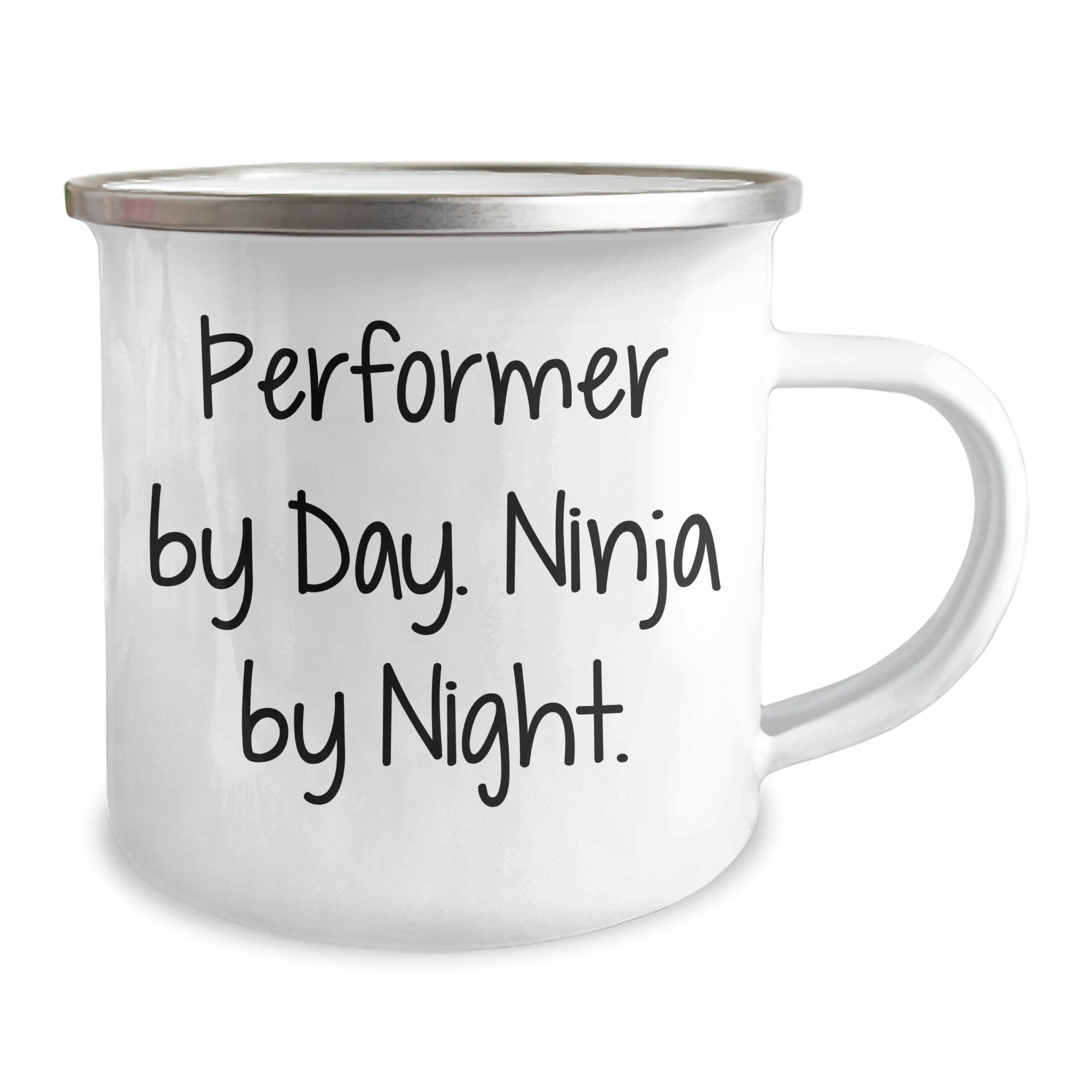Performer Gifts from Friends, Unique Camping Mug for Men, Graduation Humor Quote - 'Performer By Day. Ninja By Night.' - Image 2