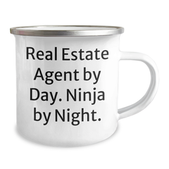 Real Estate Agent Ninja Mugs for Father's Day Unique Gifts from Men to Real Estate Agent Friends - Camping Mug with Inspirational Quote Real Estate Agent By Day. Ninja By Night. - Image 2