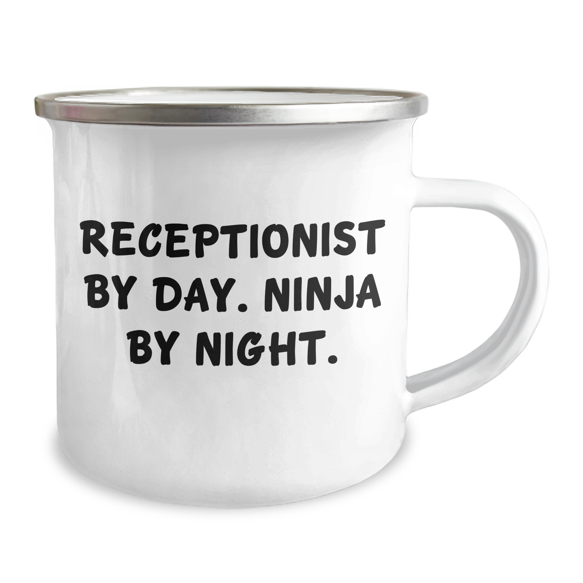 Receptionist Gifts for Men or Women, Funny Camping Mug with Quote 'Receptionist By Day. Ninja By Night.', Unique Father's Day Unique Gifts from Family - Image 2