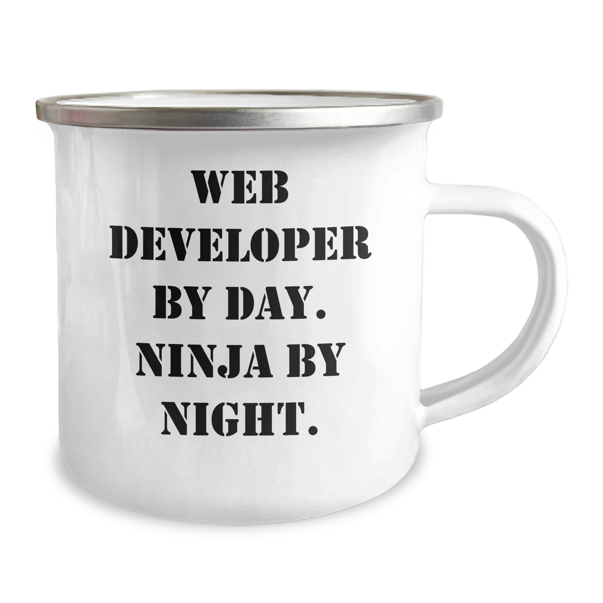 Unique Web Developer Gifts from Friends, Coworkers, or Family - Web Developer By Day. Ninja By Night. - Graduation Camping Mug, 12 oz - Image 2