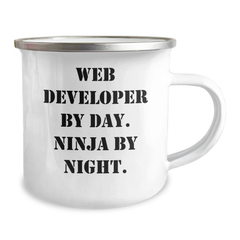 Unique Web Developer Gifts from Friends, Coworkers, or Family - Web Developer By Day. Ninja By Night. - Graduation Camping Mug, 12 oz - Image 2
