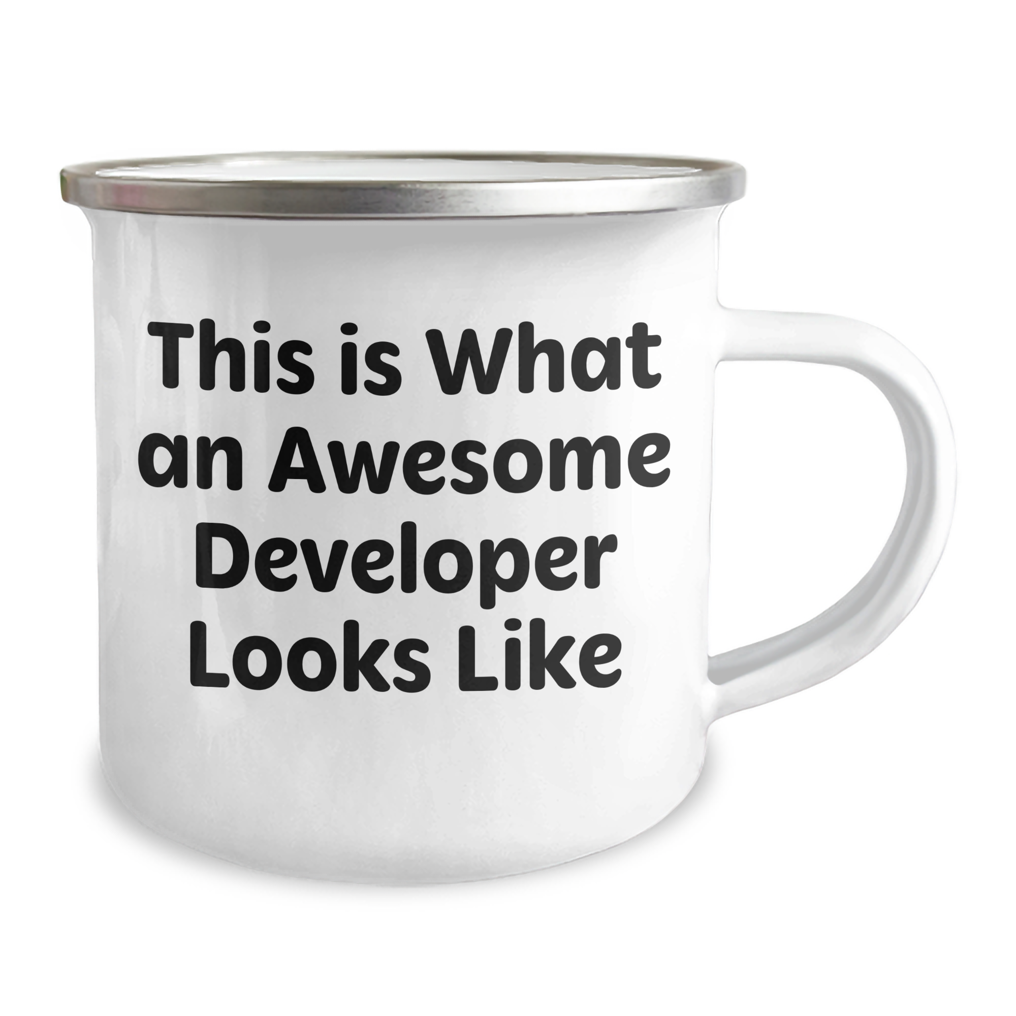Funny Developer Gifts from Men to Awesome Developers - Camping Mug for Father's Day, Enamel Finish, 12 oz Capacity - Image 2
