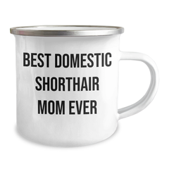 Funny Domestic Shorthair Cat Mom Gifts for Dad on Father's Day - Camping Mug with Enamel Finish - Image 2