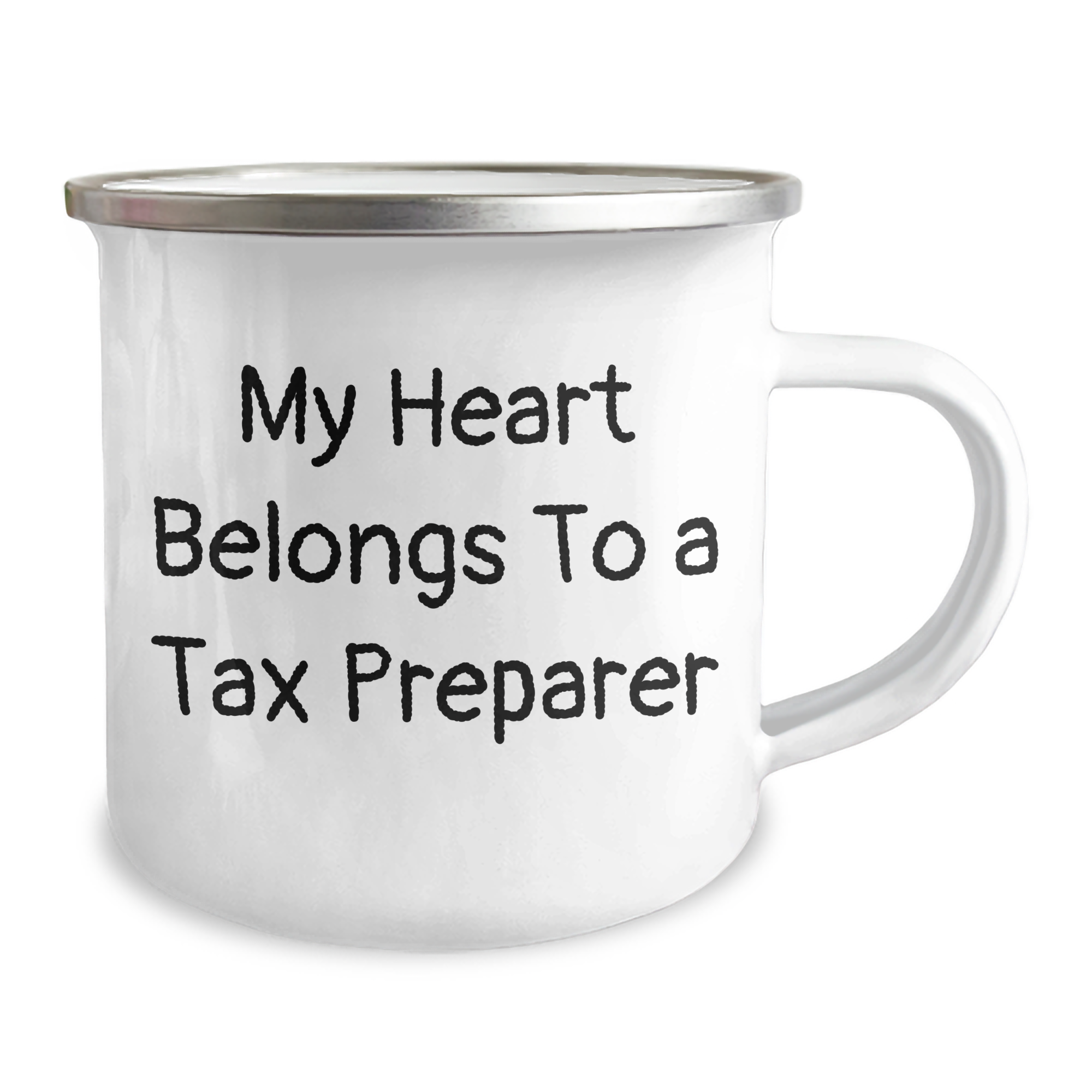 Funny Tax Preparer Gifts from Friends for Graduation Unique Gifts, 'My Heart Belongs To A Tax Preparer', Stainless Steel Camping Mug, 12 oz, Enamel Finish - Image 2