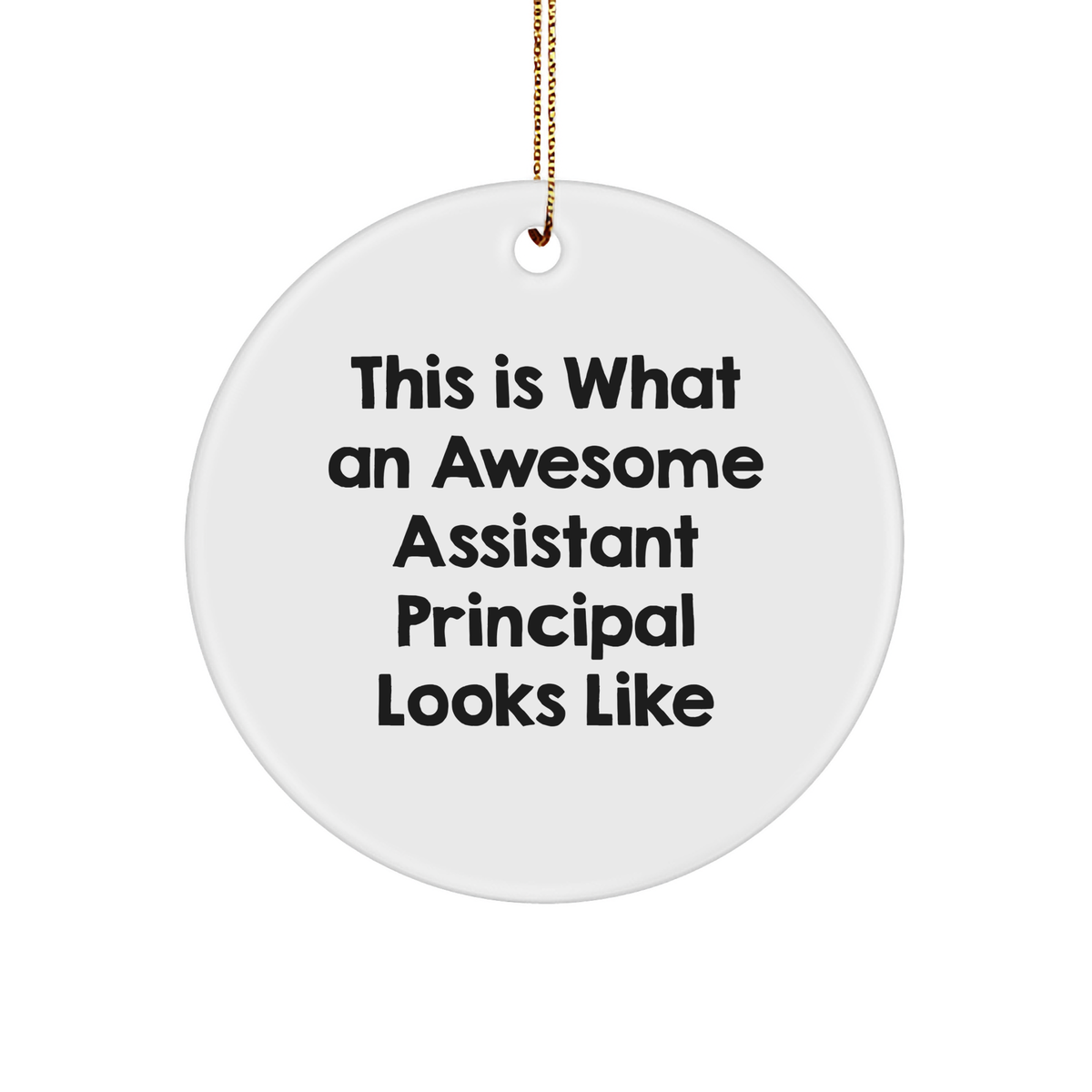 Funny Assistant Principal Gifts for Christmas - 'This Is What An Awesome Assistant Principal Looks Like' Circle Ornament from Friends, Coworkers, or Family - Image 1