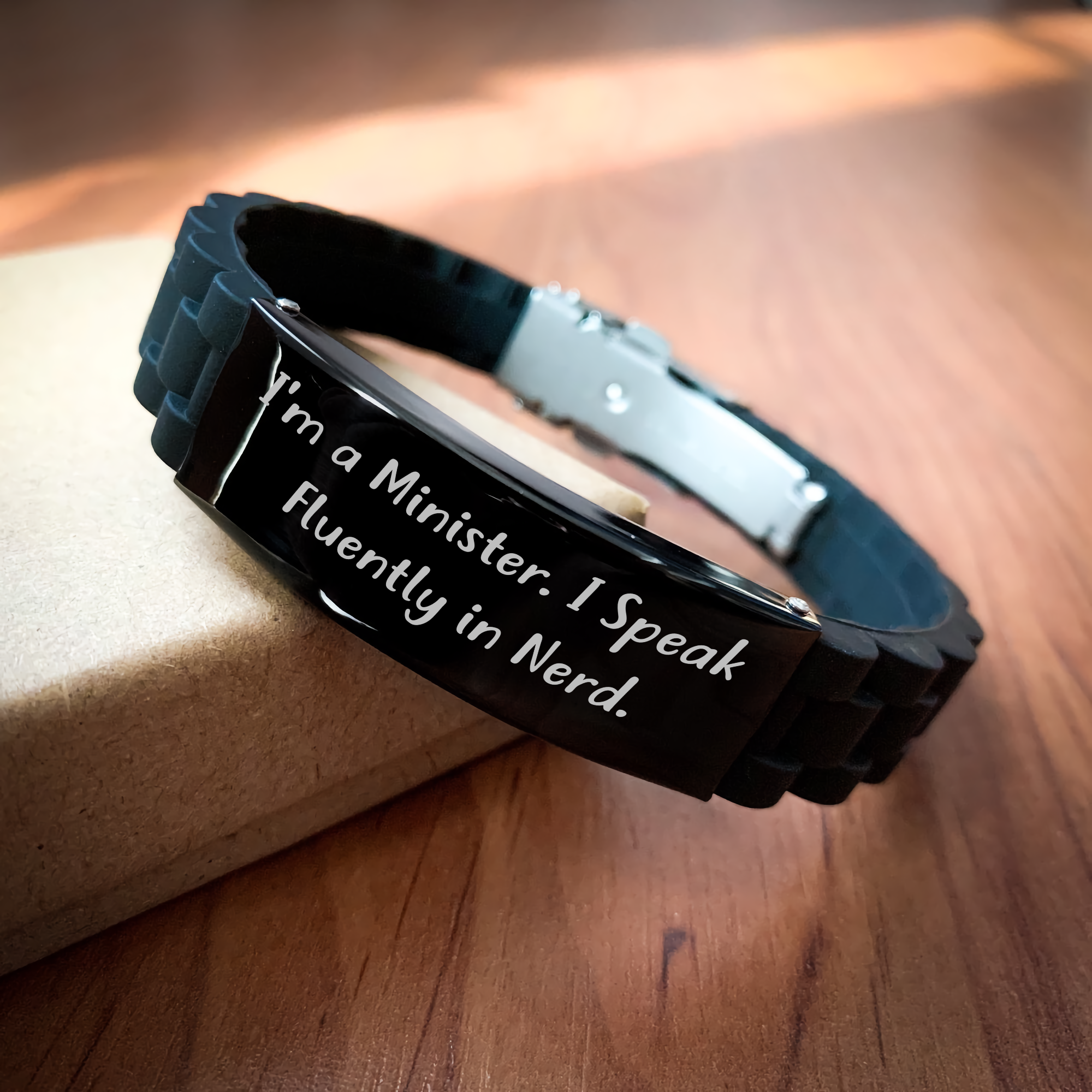 Funny Minister Gifts, I'm A Minister. I Speak Fluently In genius. Glide lock Clasp Bracelet for Dad, Father's Day Unique Gifts from Family - Image 2