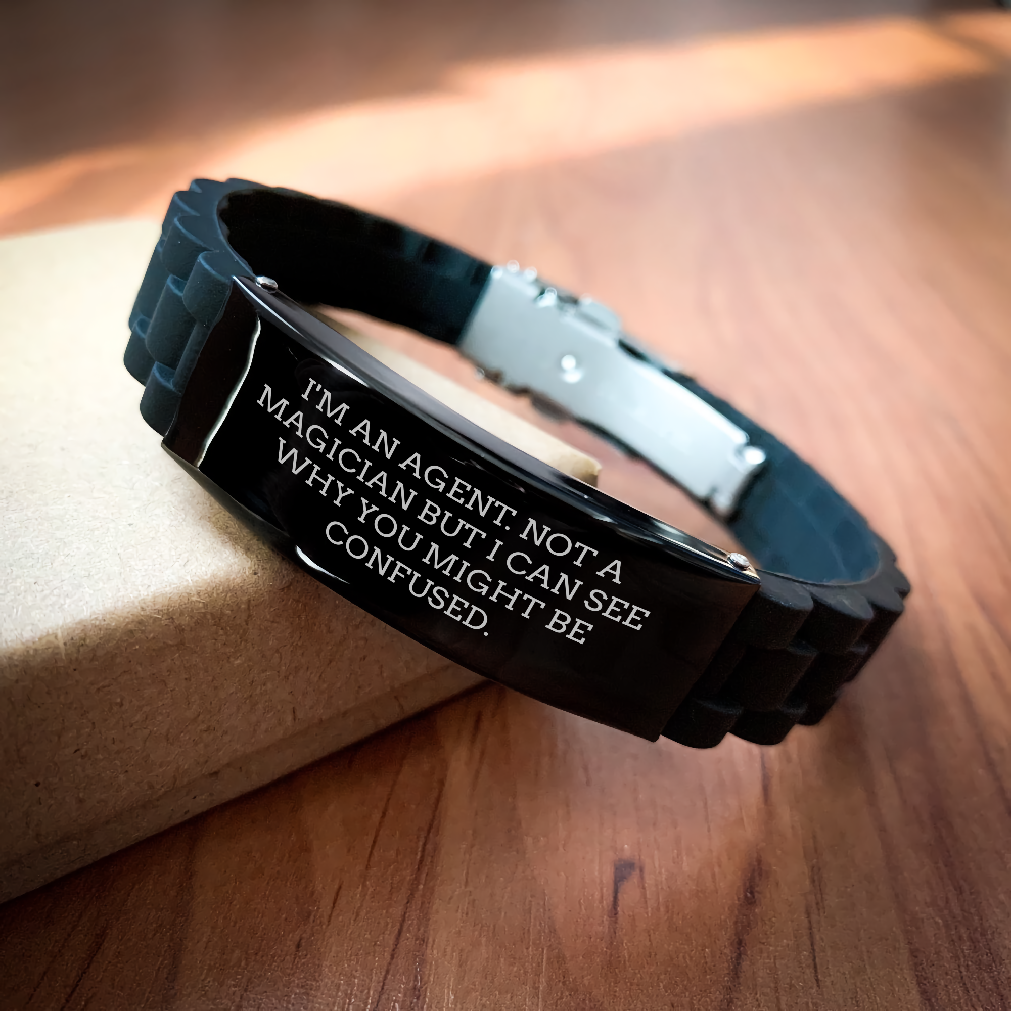 Agent Gifts from Friends, Family or Coworkers - Inspirational Quote Glide lock Clasp Bracelet for Graduation, 'I'm An Agent. Not A Magician But I Can See Why You Might Be Confused.' - Image 2