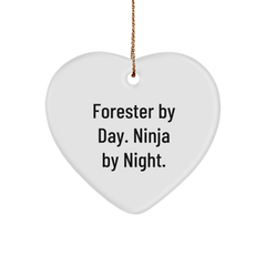 Forester Gifts from Men - Heart Ornament Forester By Day Ninja By Night - Christmas Unique Gifts - Image 1