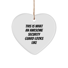Funny Security Guard Gifts from Friends, Heart Ornament This Is What An Awesome Security Guard Looks Like, Christmas Unique Gifts for Security Guard - Image 1