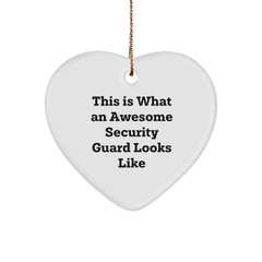 Funny Security Guard Gifts from Men - This Is What Awesome Looks Like Heart Ornament for Christmas - Image 1