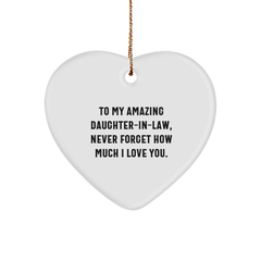 Gifts from Men to My Amazing Daughter-in-law, Heart Ornament with Inspirational Quote, Unique Christmas Unique Gifts for Daughter-in-law - Image 1