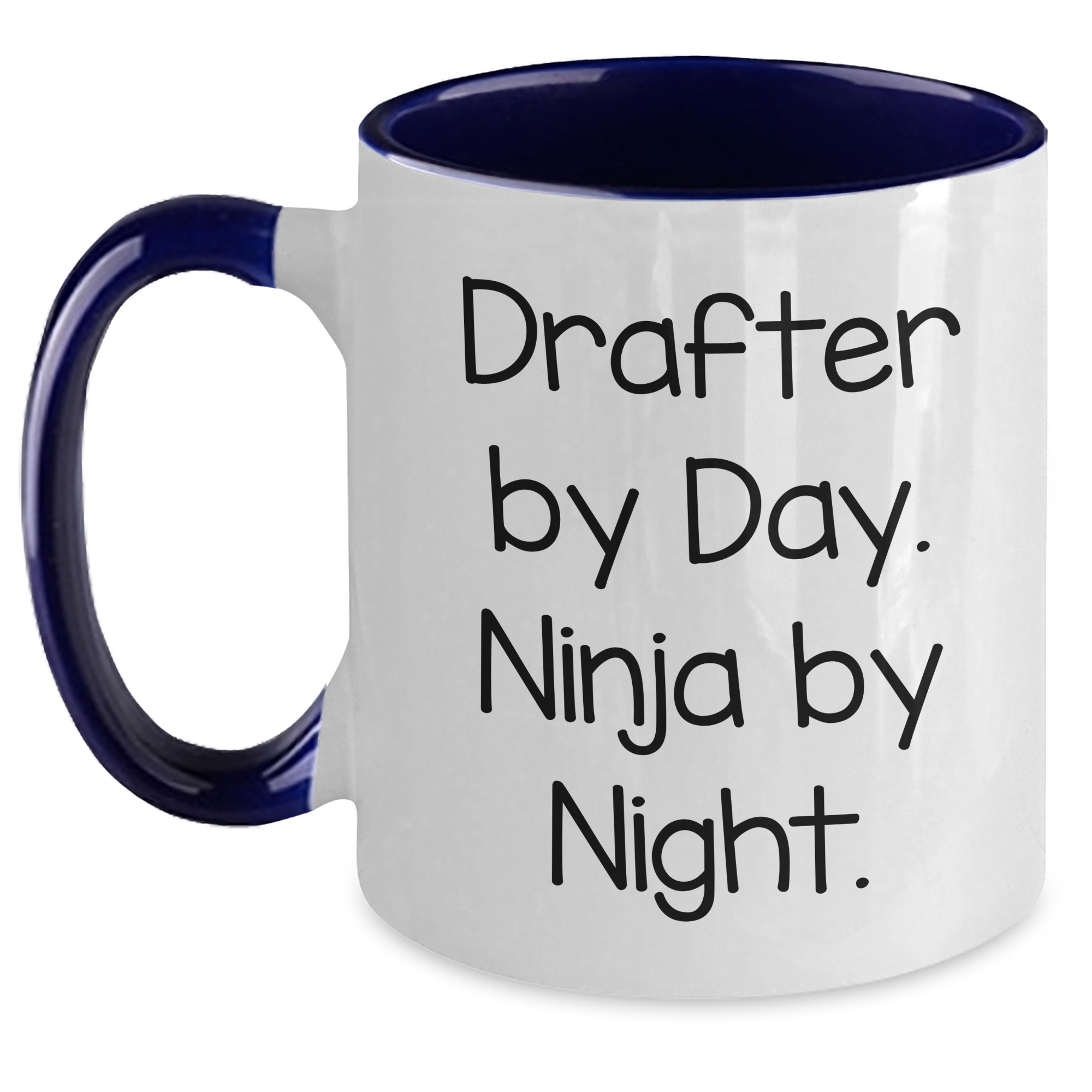 Drafter Gifts from Friends for Men - Two Tone Coffee Mug, Funny Quote 'Drafter By Day Ninja By Night' for Graduation - Main