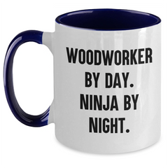 Woodworker Gifts from Men to Woodworker By Day. Funny Two Tone Coffee Mugs for Father's Day, Unique Gifts for Him - Main