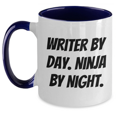 Funny Writer Gifts from Men, Unique Two Tone Coffee Mugs for Writer by Day, Ninja By Night, Father's Day Unique Gifts - Main