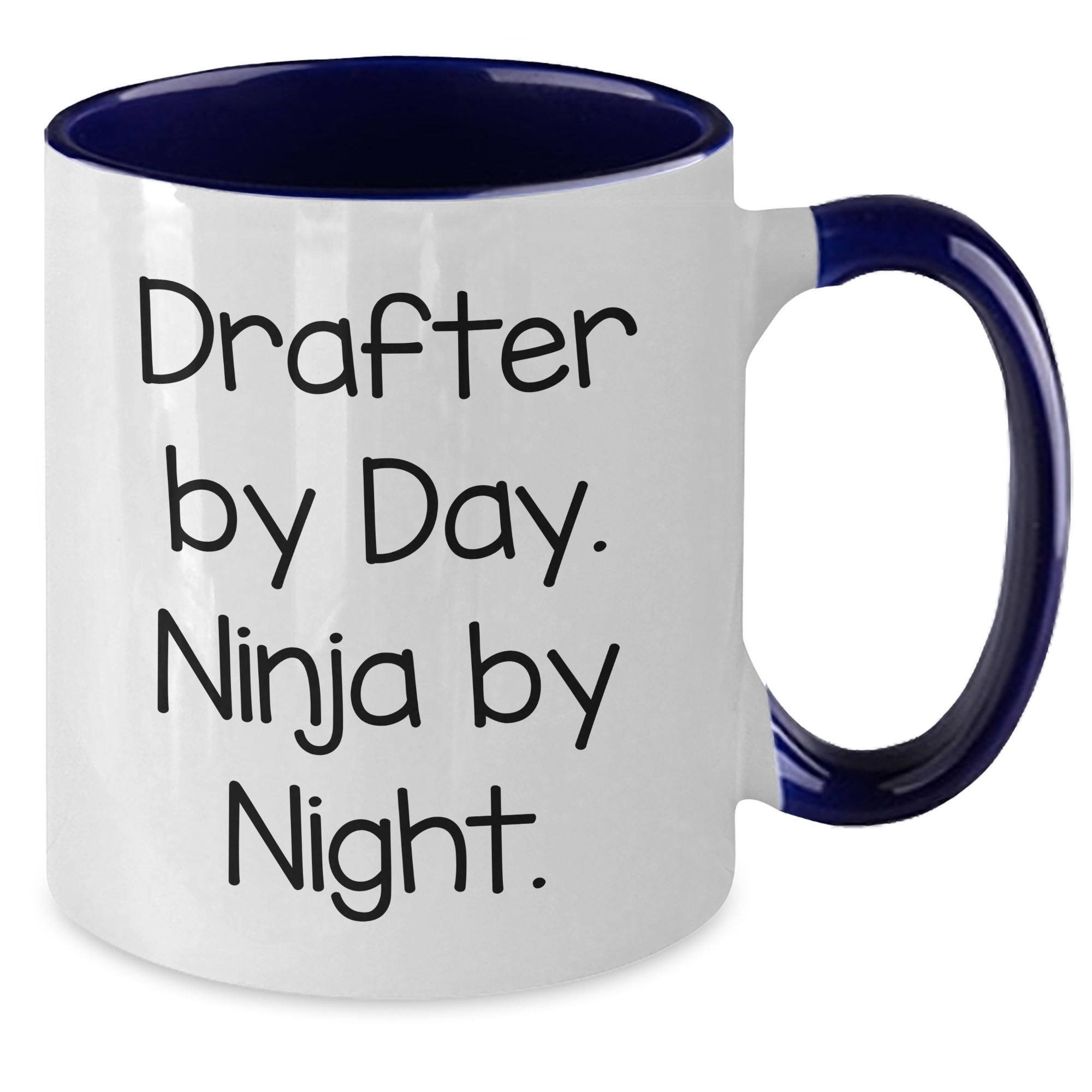Drafter Gifts from Friends for Men - Two Tone Coffee Mug, Funny Quote 'Drafter By Day Ninja By Night' for Graduation - Additional