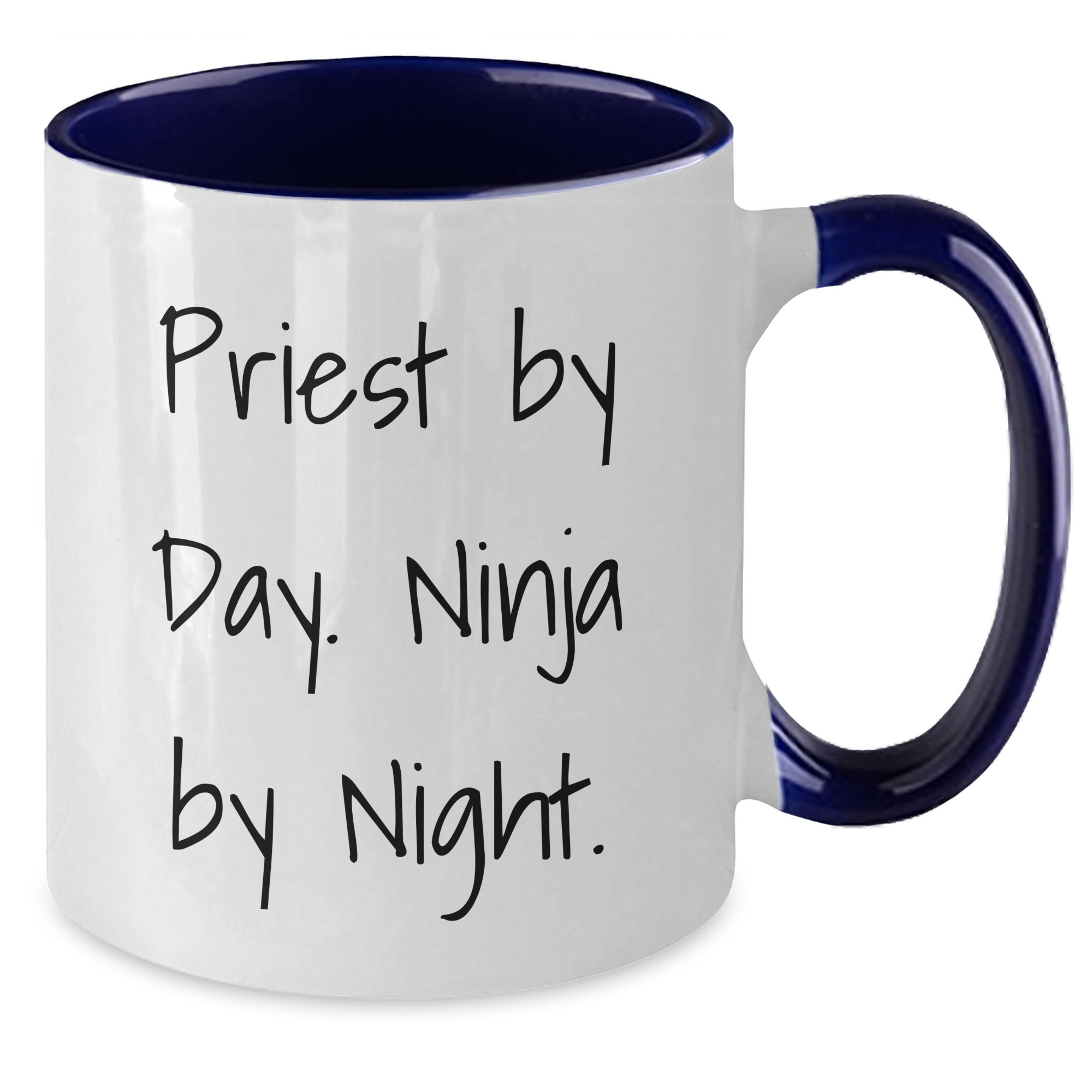 Priest By Day. Ninja By Night. Funny Graduation Gifts from Friends for Priest, Two Tone Coffee Mug - Additional