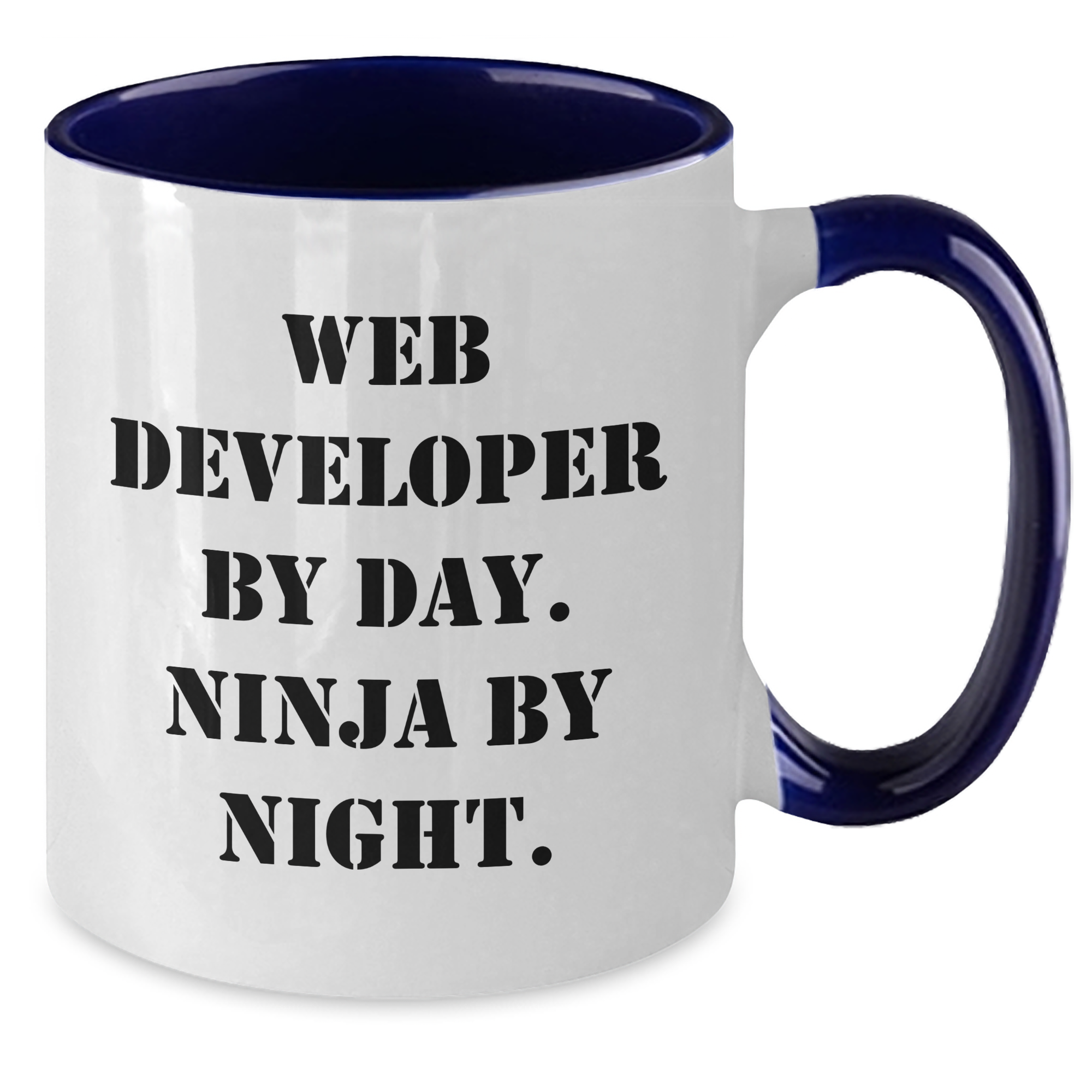 Funny Web Developer Gifts from Friends and Family - 'Web Developer By Day. Ninja By Night.' Two Tone Coffee Mug for Graduation - Additional
