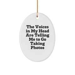 Funny Taking Photos Gifts for Him, Oval Ornament with Inspirational Quote, Gifts from Men to Friends and Family for Christmas, 3.25 inch Tall White MDF Decor - Image 1