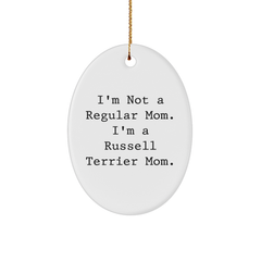 Funny Russell Terrier Dog Mom Gifts from Friends for Russell Terrier Dog Owners - Oval Ornament for Christmas - Image 1