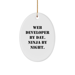 Web Developer By Day Ninja By Night Oval Ornament Gifts from Family for Web Developer Friends and Family Christmas Unique Gifts - Image 1